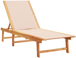 vidaXL Sonnenliege Creme Massivholz Akazie und Textilene 4008412