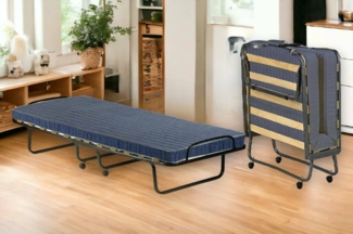 Dmora Arias-Klappbett, Feldbett mit 12 Latten, inklusive Matratze, platzsparendes Kinderbett, 100 % Made in Italy, 80 x 190 x 37 cm