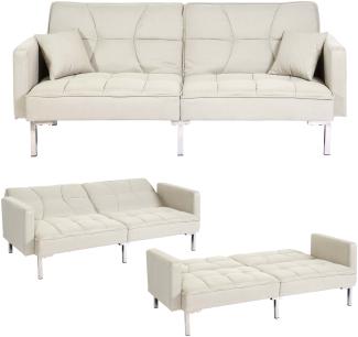 Schlafsofa HWC-K65, Schlafcouch Bettsofa Gästebett, Schlaffunktion Liegefläche 170x104 cm ~ Stoff/Textil creme-beige