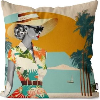 VOID Kissenbezug, (1 Stück), Vintage Fashion Mode lifestyle kleid retro pop art zeitung frau mädch