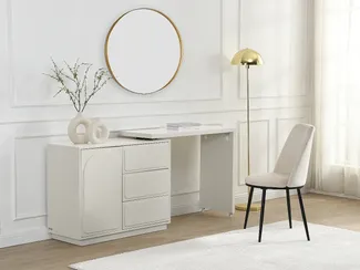 Vente-unique - VELANTO Schminktisch Holz, Platte Beige - B 40 cm x H 78,5 cm x L 98 cm168 cm