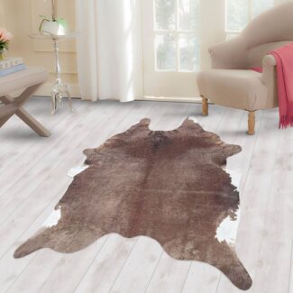 Carpettex Fellteppich Rindsleder Imitat, Rund, Höhe: 7 mm, Fellteppich Kuhfell Rindsleder Imitat Digitaldruck Waschbar Rutschfest