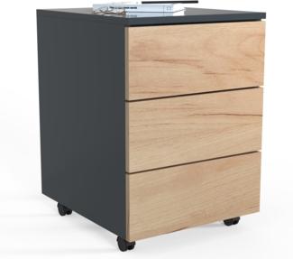 VCM Rollcontainer Dalosa 918330 Anthrazit / Honig-Eiche H. 55 x B. 39 x T. 70 cm