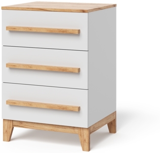 Kommode Malia Weiß/Artisan 60 x 88 cm mit 3 Schubladen Vitalispa