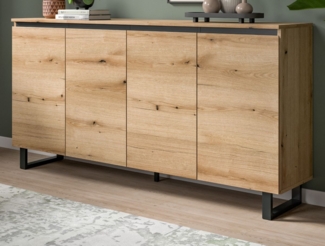 Sideboard Gelia in Eiche und schwarz 160 cm