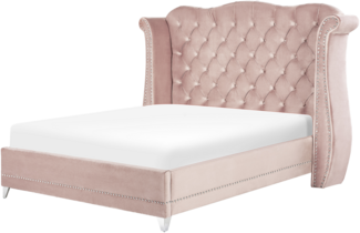 Bett mit Lattenrost AYETTE 180 x 200 cm Samtstoff Pastellrosa