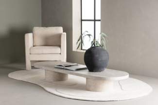 BOURGH Couchtisch MAILAND großer Wohnzimmertisch 190x60cm - Coffee Table in Marmor Optik, in Beige