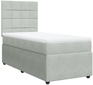 vidaXL Boxspringbett mit Matratze Hellgrau 100x200 cm Samt 3292262