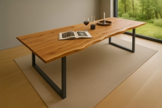 Esstisch Baumkante massiv Akazie natur 260 x 100 schwarz QUINN 80663276