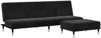 vidaXL Schlafsofa 2-Sitzer mit Fußhocker Schwarz Samt 3258148