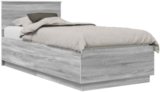 vidaXL Bettrahmen mit Kopfteil Graues Sonoma 90 x 200 cm Holzwerkstoff 3408213