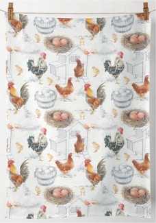Ambiente® Geschirrtuch Chicken farm, (2-tlg, 2-teilig), Geschirrtücher ca. 50x70 cm Baumwolle