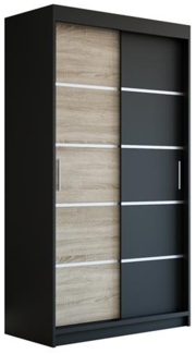 Schwebetürenschrank PARIS 2-türig Schrank 120 cm (mit Spiegel) Farbe: Schwarz , sonoma