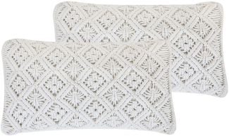 Kissen 2er Set ALATEPE Bouclé 30 x 50 cm Makramee Weiß