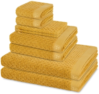 Ross Harmony 8 tlg. Frottier-Set - 2 X Handtuch (50 X 100cm), 2 X Duschtuch (70 X 140cm), 2 X Gästetuch (30 X 50cm), 2 X Waschhandschuh (16 X 22cm) - 520 - Senf