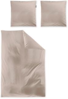 Irisette Mako-Satin uni Bettwäsche Set uni Paris 8000 beige 155 x 200 cm + 1 x Kissenbezug 80 x 80 cm