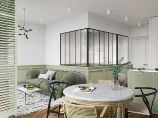 Vente-unique - Glaswand Ecklösung - 180 x 150 x 130 cm - thermolackiertes Aluminium - Schwarz - BAYVIEW