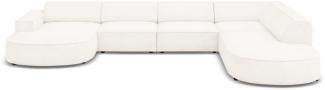 Micadoni 7-Sitzer Boucle Panorama Ecke rechts Sofa Jodie | Bezug Beige | Beinfarbe Black Plastic