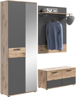 Garderobenset Mason II - Nox Oak / Basalt Grau