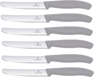 Victorinox | Tafelmesser-Set | 6er Pack | Swiss Classic | Cool Grey | langlebige Klinge | spülmaschinenfest | ergonomisches Design für Komfort