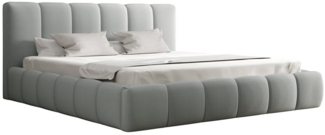 Polsterbett Doppelbett GIULIA Komplettset 200x200cm Stoff Magic Velvet Hellgrau