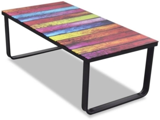tinkaro Couchtisch HARTRAD Glas/Stahl Wohnzimmertisch Regenbogen-Motiv