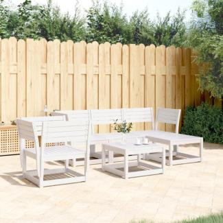 vidaXL 5-tlg. Garten-Lounge-Set Weiß Massivholz Kiefer