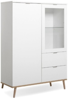 Finori Highboard, Weiß, Sonoma Eiche, Modern, Metallgriffe, ABS-Kante, 100 x 140 x 40 cm