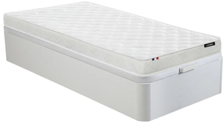 Vente-unique - Set aus Bettgestell mit Bettkasten + Schaumstoffmatratze - 90 x 190 cm - Stärke 15 cm - Weiß - ZEUS von YSMÉE