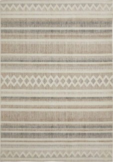 LUXOR living Teppich CROSSER, 160x230 cm, Beige, Grau, Polyester, rechteckig, Höhe: 7 mm, Maschinengewebt, mit Zacken- und Streifenmustern
