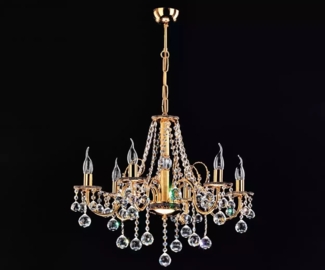 JVmoebel Kronleuchter Goldene Kronleuchter Kristall Lichtpendelleuchte Deckenleuchter, Leuchtmittel wechselbar, Made in Europa