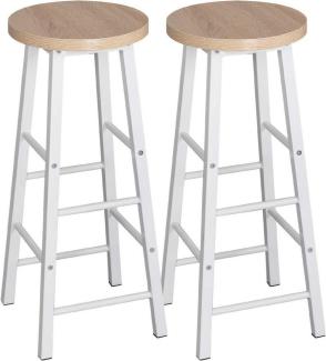 2er-Set Barhocker & Bistrohocker aus Metallbeinen MDF Modell Ulla Hell Eiche