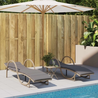 vidaXL Sonnenliegen 2 Stk. mit Auflagen Beige Poly Rattan 3277311