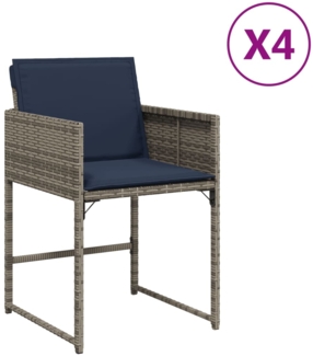 vidaXL Gartenstühle mit Kissen 4 Stk. Grau Poly Rattan 4007482