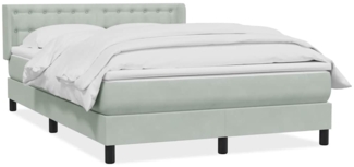 vidaXL Boxspringbett mit Matratze Hellgrau 140x210 cm Samt 3318447