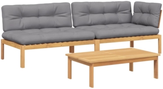 vidaXL 3-tlg. Garten-Sofagarnitur aus Paletten mit Kissen Akazienholz 3209320