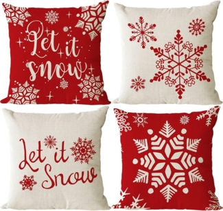 FELIXLEO Kissenbezüge Weihnachten Kissenbezug 45x45cm 4er Set Weihnachtsdeko Kissenhülle, (1 Stück)