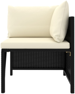 vidaXL Modular-Ecksofa mit Kissen Schwarz Poly Rattan 313507