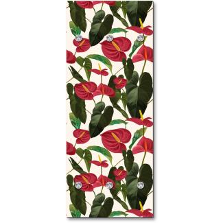 Queence Garderobe - "Anthurium" Druck auf hochwertigem Arcylglas inkl. Edelstahlhaken und Aufhängung, Format: 50x120cm