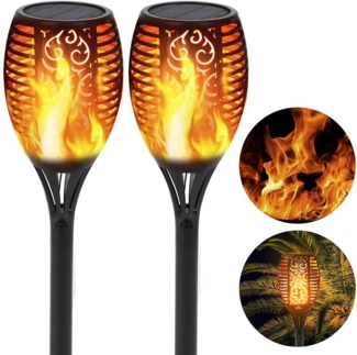 LETGOSPT LED Solarleuchte Solarleuchten für Außen Garten, Solar Flammen Lampe mit Flammeneffekt, LED fest integriert, Warmes Licht, IP65 Wasserdicht,für Außen, Hinterhöfe, Gärten, Rasen Beleuchtung