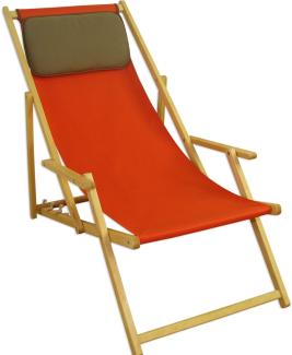 Liegestuhl terracotta Deckchair Gartenstuhl Kissen Buche hell Sonnenliege Strandstuhl 10-309NKD