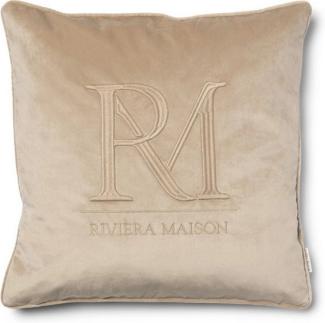 Rivièra Maison Kissenbezug Rivièra Maison RM Monogram Pillow Cover flax 50x50, Kissenbezug