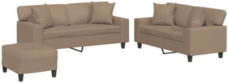 vidaXL 3-tlg. Sofagarnitur mit Kissen Cappuccino-Braun Kunstleder 3201933