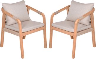 Gartenstuhl 2er Set DURHAM - Akazie, Hellbraun | Gartenstühle Wetterfest Essstühle Outdoor Terrasse