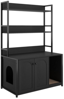 GarveeMore Katzentoilette mit Doppeltüren & Eingang & offenem Regal, Großer Stauraum & Arbeitsfläche,für Mehrkatzenhaushalte