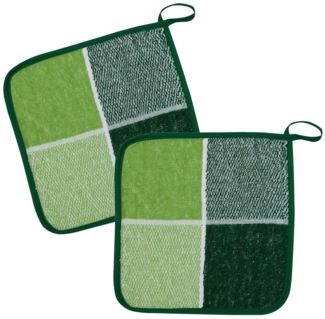 Kracht Topflappen Blockkaro, (Set, 2-tlg, 2-teilig), 2er Set Topflappen, Baumwoll Frottier, ca. 22x22 cm