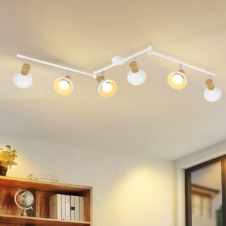 ZMH Deckenstrahler 1 Flammig Deckenleuchte Vintage - Deckenlampe Weiß Flur Strahler Industrial Metall Deckenspots E14 Innen 350°Schwenkbar Spots für Schlafzimmer Wohnzimmer(Ohne Leuchtmittel)