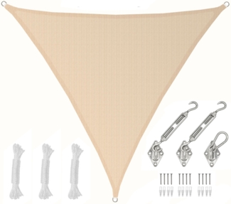 5x5x5m UV Sonnensegel Atmungsaktiv mit Befestigung Beige