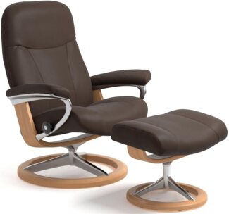 Stressless® Relaxsessel Garda (Set, Relaxsessel mit Hocker), mit Hocker, mit Signature Base, Größe M, Gestell Eichefarben