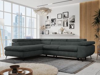 MKS MÖBEL Ecksofa PETER L, Set, Ecksofa L-form, HR35-Schaum, Wellenfederkern, Bettfunktion, Einstellbare Kopfstützen, Bettkasten